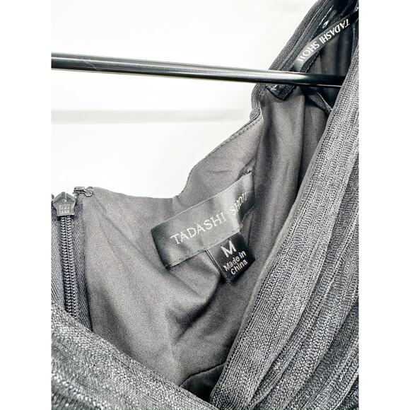 Tadashi Shoji Ellery Draped Metallic Jersey Gown in Black - Picture 6 of 7